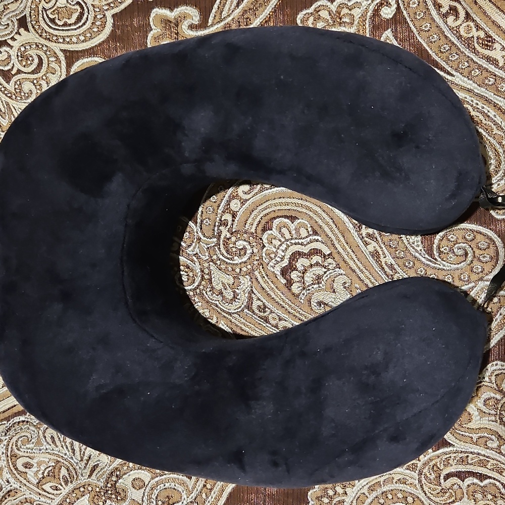 COMFORLITE Navy Blue Neck Pillow With Memory Foam/ Removable Cover/…